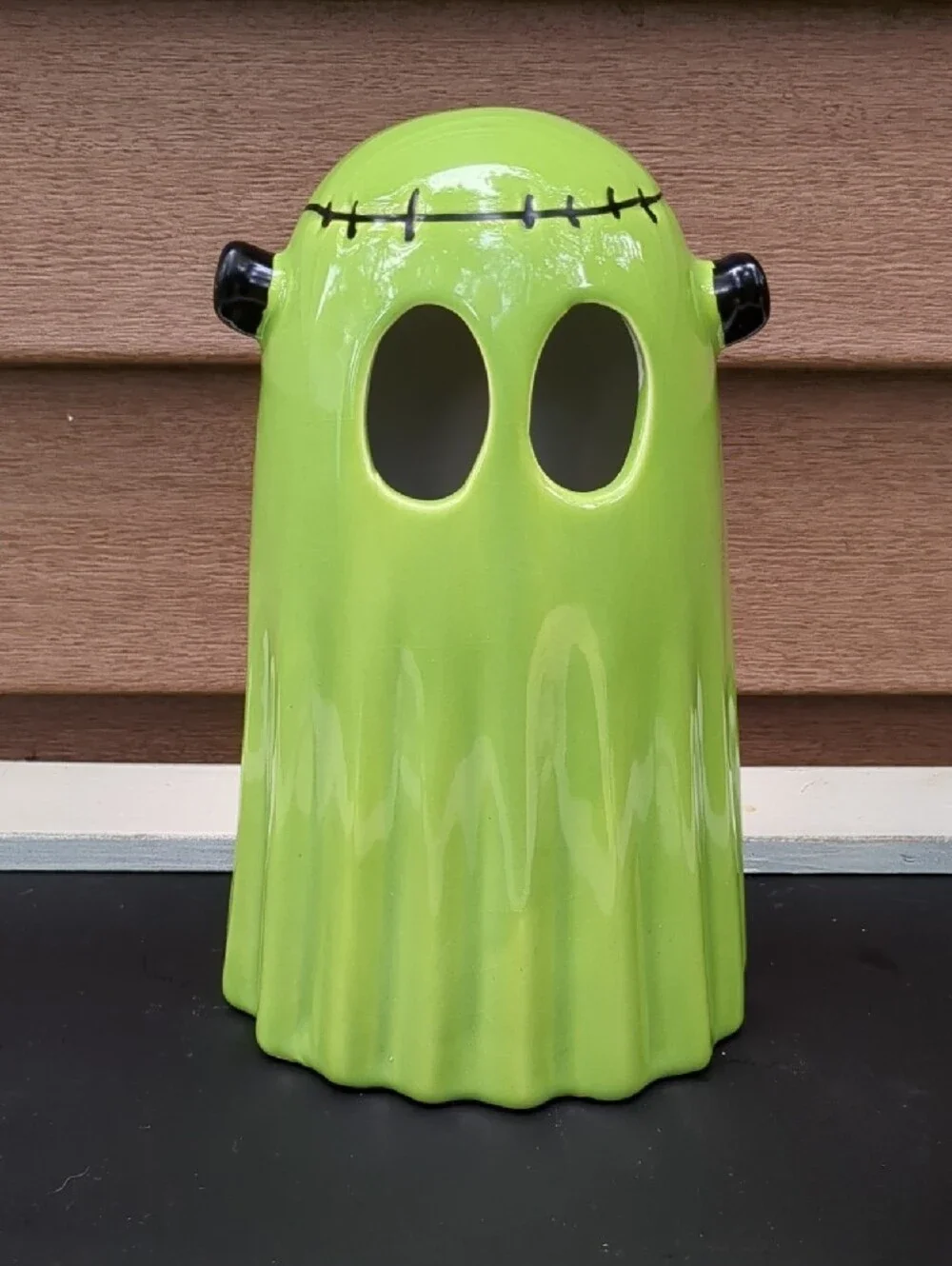 Goblin & Ghoul LED Ceramic Halloween Ghost Trio Decor Frankenstein Mummy NWOB
